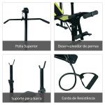 Banco de pesos reclinável multifuncional para treinamento e musculação 175x110x202 cm Preto