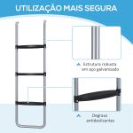 Escada para Trampolim de Aço Escada para Trampolim de 3 ou 2 Degraus com 2 Ganchos Capacidade 120 kg 110x32 cm Prata