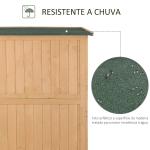 Abrigo de Jardim para Ferramentas Armário de Madeira para Exterior com Prateleira Dupla Porta Janelas e Teto Asfáltico 127,5x50x164cm Madeira