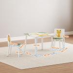 Mesa e Cadeiras para Crianças de 3 Peças Mesa Infantil com 2 Cadeiras em Madeira com Desenhos de Leões Verde