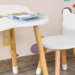 Conjunto Infantil de Mesa e 2 Cadeiras de Madeira Móveis Infantil para Sala de Jogos Dormitório de Crianças Mesa 56x56x50cm e Cadeira 28x25x46cm Branco