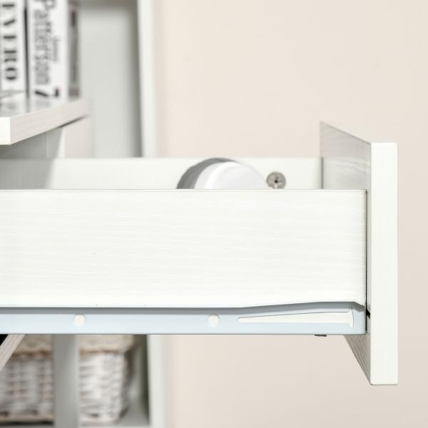 Conjunto de 2 mesas secretária para escritório com rodas 2 gavetas 100x36x88 cm Branco