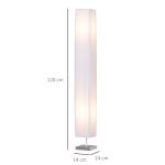 Candeeiro de Pé com 2 Casquilhos E27, Ecrã em Tecido, Interruptor de Pedal e Base em Aço Inoxidável, Branco