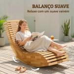 Conjunto de 2 Cadeiras de Balanço de Jardim Dobráveis Ergonómicas com Design Ripado 60x156x77 cm Natural