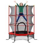 Trampolim para Crianças com Rede de Segurança e Estrutura de Aço para Interiores e Exteriores Carga 50 kg Ø163x190 cm Vermelho
