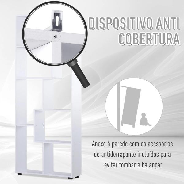 Estante Vertical Multifuncional com 8 Prateleiras Largas 70x24x178cm Branco