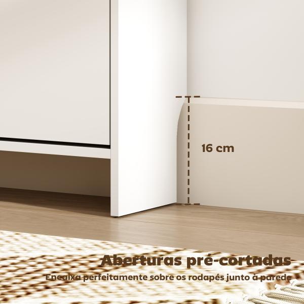 Cobertura Radiadores com Sapateira e 2 Gavetas Rebatíveis Desenho Moderno de Ripas 152x19x81 cm Branco