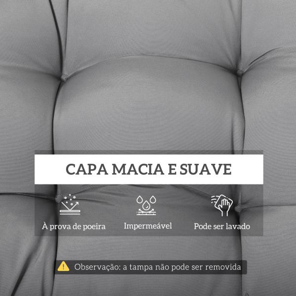 Almofada para Banco de 2 Lugares para Interior e Exterior com 8 Botões para Cadeiras Sofás 110x48x8 cm Cinzento