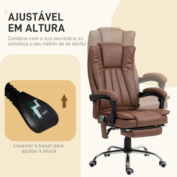 Cadeira de Massagem com 6 Pontos de Massagem ​​com Função de Aquecimento Apoio para Pés e comando à distância Marrom