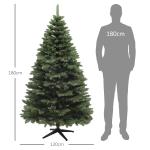 Árvore de Natal Artificial 180 cm com 1050 Ramos e Base de Aço Dobrável, Montagem Rápida, para Interior, Verde
