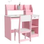 Secretária e Cadeira Infantil com Arrumação para Estudo, Leitura e Brincadeiras Rosa