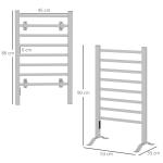 Toalheiro Elétrico de Parede ou Solo 150 W com Função de Temporizador e 8 Barras para Casa de Banho 53x35x90 cm Prata