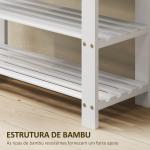 Banco Sapateira de Bambu Organizador de Sapatos com 2 Prateleiras para 6 - 9 Pares de Sapatos 70x28x45 cm Branco
