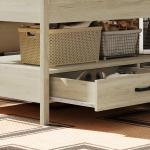 Mesa de Centro com Bancada Elevável Espaço Oculto de Armazenamento Gavetas e Prateleira Aberta 100x50x48 - 62 cm Carvalho