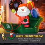 Decoração Insuflável de Natal Pai Natal com Trenó 2 Renas e Luzes LED 210x70x125 cm Multicor
