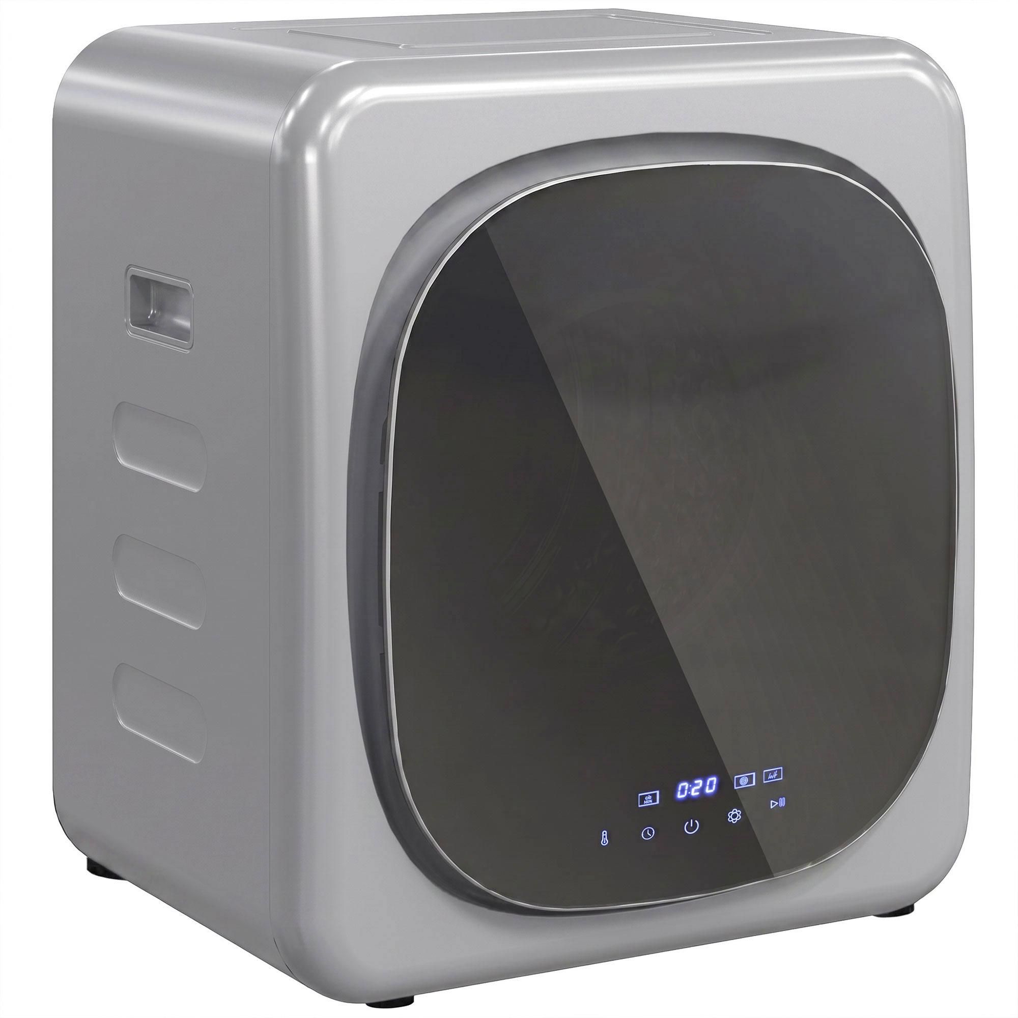Máquina de Secar Roupa de Exaustão 4 kg 800 W com Ecrã Tátil, Controlo de Tempo e Temperatura, Função Anti - rugas, Prata