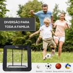 Rede de Rebote Dobrável com 4 Ângulos Ajustáveis para Treinamento de Futebol Beisebol 128x118x108 - 120cm Preto