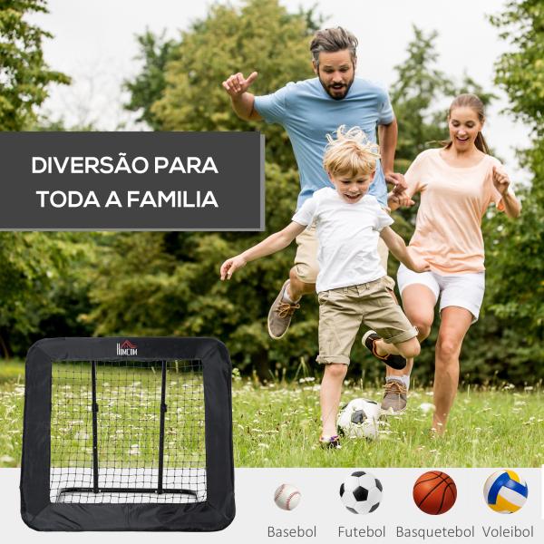 Rede de Rebote Dobrável com 4 Ângulos Ajustáveis para Treinamento de Futebol Beisebol 128x118x108 - 120cm Preto
