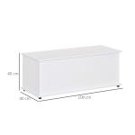 Baú de Armazenamento, Banco de Armazenamento com Dobradiça de Segurança, Estilo Moderno, para Entrada, Quarto, Sala de Estar, 100x40x40 cm, Branco