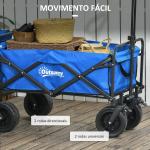 Carrinho de Transporte Dobrável com Bolsa Térmica Removível Capacidade 100 kg para Campismo Praia 113x57x77 - 100 cm Azul