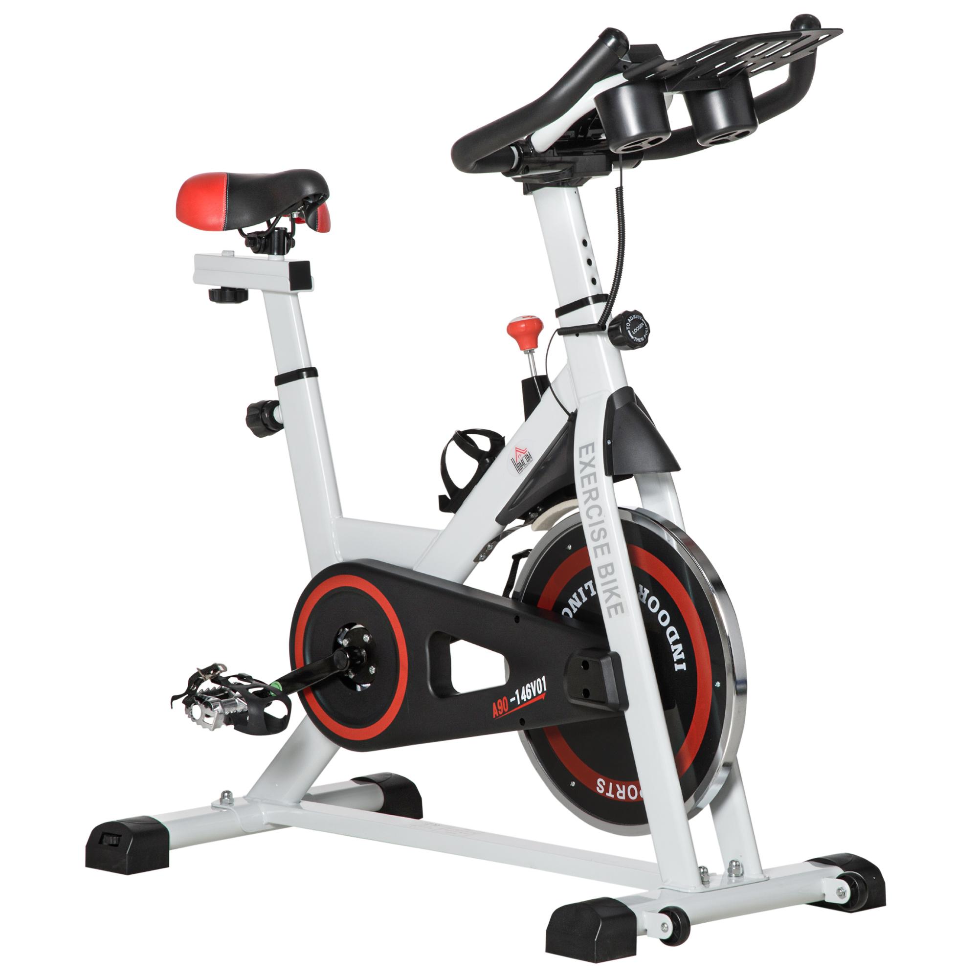 Bicicleta Ergométrica com Tela LCD Sela Ajustável Volante 8 kg para Escritório Branco