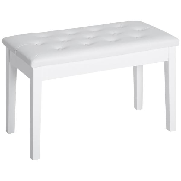 Banco de Piano Banco para Piano com Espaço de Armazenamento Assento de Couro Sintético Acolchoado 76x36x50 cm Branco
