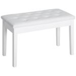 Banco de Piano Banco para Piano com Espaço de Armazenamento Assento de Couro Sintético Acolchoado 76x36x50 cm Branco