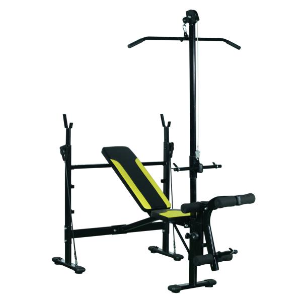 Banco de pesos reclinável multifuncional para treinamento e musculação 175x110x202 cm Preto