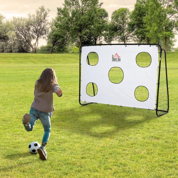Baliza de Futebol para Crianças com Lona de Precisão e Ponteria para Treino e Aperfeiçoamento 240x88x174 cm Branco