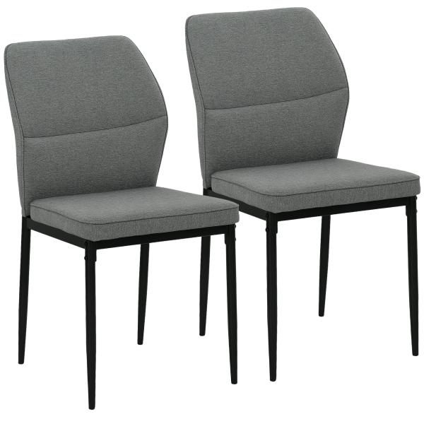 Conjunto de 2 Cadeiras de Jantar Modernas Cadeiras de Cozinha com Assento Acolchoado e Estofado Encosto Curvo 45x57x86 cm Cinzento