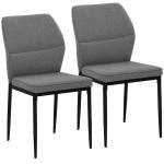 Conjunto de 2 Cadeiras de Jantar Modernas Cadeiras de Cozinha com Assento Acolchoado e Estofado Encosto Curvo 45x57x86 cm Cinzento