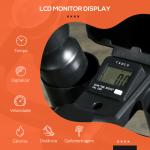 Bicicleta Estática com Ecrã LCD Assento e Guiador Ajustáveis Volante 4 kg e Porta Garrafa 93x48,5x102 - 112 cm Preto
