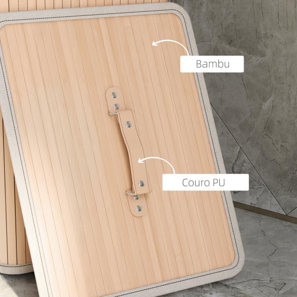 Cesto de Roupa de Bambu Dobrável Cesto para Roupa Suja com Tampa e Bolsa Amovível 40x30x60 cm Bambu