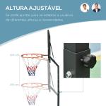 Tabela de Basquetebol Portátil Ajustável em Altura com Base Recarregável para Crianças e Adultos 86x165x302 - 352 cm Preto