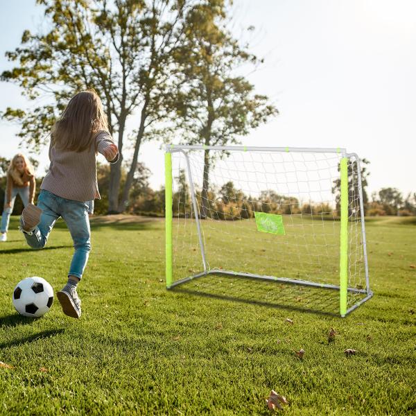 Baliza de Futebol com Estrutura Metálica e Rede para Treino no Jardim ao Ar Livre 186x62x123 cm Amarelo