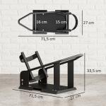 Cavalete de Moto Carga 816,5 kg Suporte para Roda Dianteira de Motocicleta com Altura Ajustável em 3 Níveis para Rodas Ø38,1 - 53,34 cm Preto