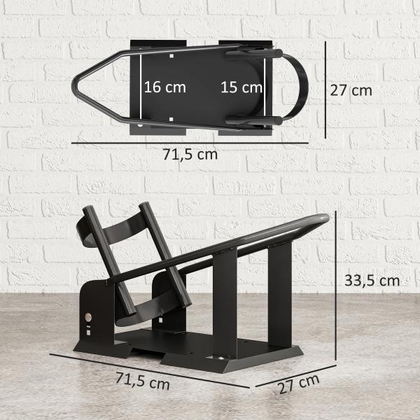 Cavalete de Moto Carga 816,5 kg Suporte para Roda Dianteira de Motocicleta com Altura Ajustável em 3 Níveis para Rodas Ø38,1 - 53,34 cm Preto