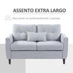Sofá de 2 lugares Poltrona de dois lugares para sala de estar com almofadas e assento acolchoado fronha lavável 140x78x83 cm cinza claro