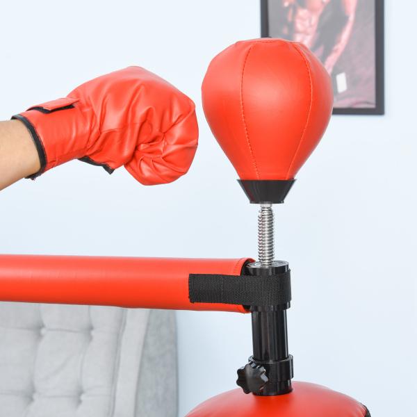 Punching Ball de Boxe com Altura Ajustável com Barra Giratória 360° e Base Preenchida 88x48x155 - 205 cm Preto e Vermelho