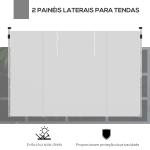 Paredes Laterais para Tenda de 2 Painéis 295x195 cm com Janela Enrolável e Porta com Fecho de Correr para Tenda 3x3 m ou 3x6 m Branco