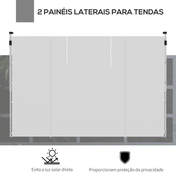 Paredes Laterais para Tenda de 2 Painéis 295x195 cm com Janela Enrolável e Porta com Fecho de Correr para Tenda 3x3 m ou 3x6 m Branco