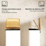 Balde de Lixo de Cozinha com Pedal 20L Tampa de Bambu com Fecho Suave 29,5x29,5x56,8 cm Branco e Madeira