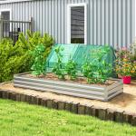 Floreira Exterior Grande Retangular em Aço Galvanizado para Terraço com Fundo Aberto 241x90,5x30 cm Prata