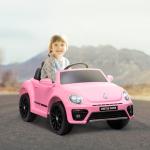 Carro Elétrico para Crianças Carro Elétrico Infantil Volkswagen Beetle com Bateria 12V Faróis Buzina e Música 97x56,5x46 cm Rosa