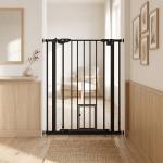 Barreira de Segurança Ajustável com Porta Pequena, Fecho Automático e Sistema de Bloqueio Duplo 74 - 80 x 104,1 cm Preta
