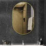 Espelho Casa de Banho 60x90 cm Espelho Decorativo de Parede com Estrutura de Alumínio Horizontal ou Vertical Dourado