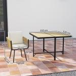 Conjunto de Refeição Jardim de 5 Peças Mesa de Refeição com Imitação de Madeira e 4 Cadeiras com Almofadas Bege e Madeira