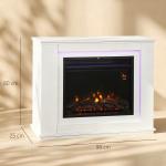 Lareira Elétrica com Efeito de Chama de 5 Níveis de Brilho e 12 Cores Decorativa 1000/2000W Temporizador para 30 m² 98x25x80 cm Branco