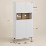 Armário de Cozinha com 4 Portas Bancada para Micro - Ondas Prateleiras Ajustáveis Orifício para Cabos 80x40x178 cm Branco