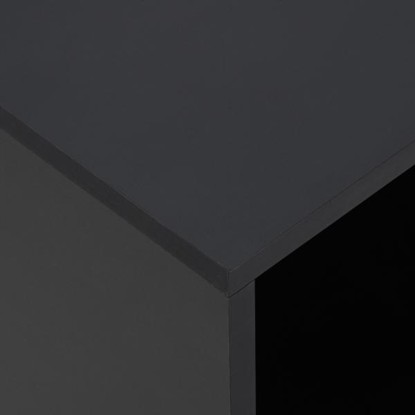 Mesa Auxiliar Moderna Mesa Auxiliar em Forma de C com Rodas e Prateleiras Abertas 45x35x58 cm Preto